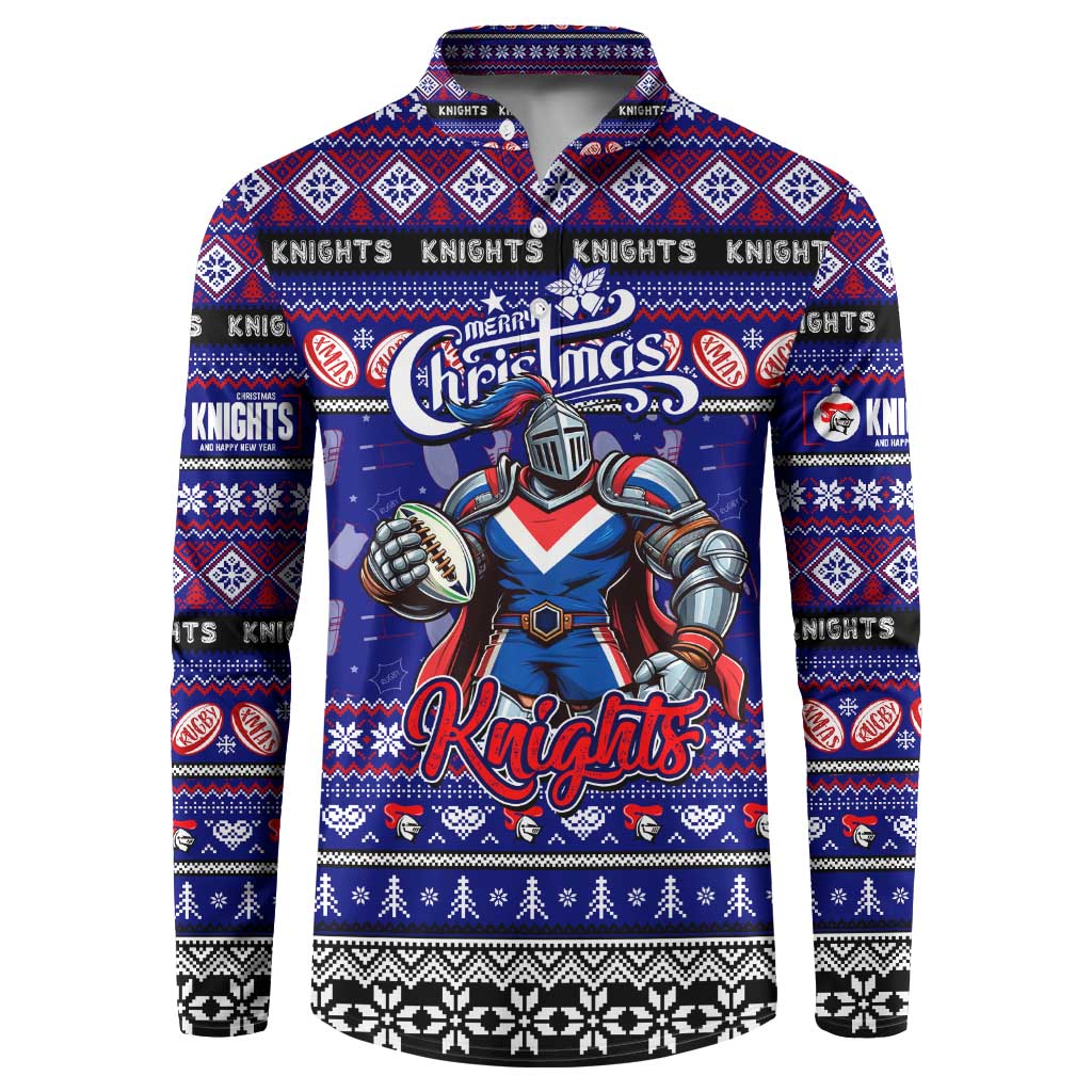 Personalized Knights Rugby Xmas Button Sweatshirt Australia NRL Mascot