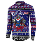 Personalized Knights Rugby Xmas Button Sweatshirt Australia NRL Mascot