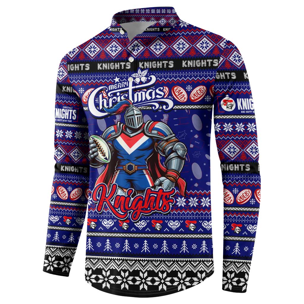 Personalized Knights Rugby Xmas Button Sweatshirt Australia NRL Mascot