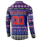 Personalized Knights Rugby Xmas Button Sweatshirt Australia NRL Mascot