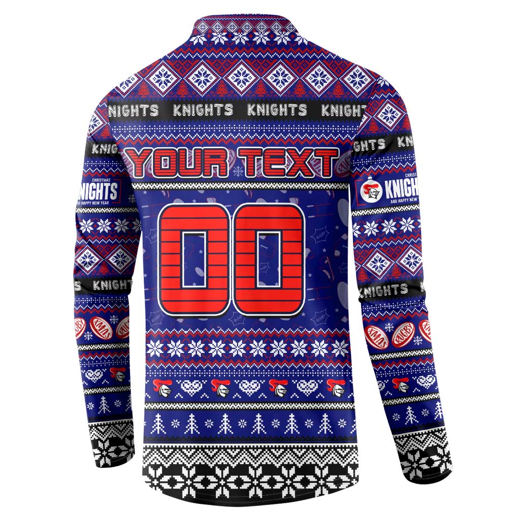 Personalized Knights Rugby Xmas Button Sweatshirt Australia NRL Mascot