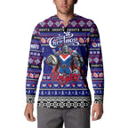Personalized Knights Rugby Xmas Button Sweatshirt Australia NRL Mascot