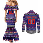 Personalized Knights Rugby Xmas Couples Matching Mermaid Dress and Long Sleeve Button Shirt Australia NRL Mascot