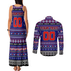 Personalized Knights Rugby Xmas Couples Matching Tank Maxi Dress and Long Sleeve Button Shirt Australia NRL Mascot