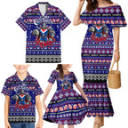 Personalized Knights Rugby Xmas Family Matching Mermaid Dress and Hawaiian Shirt Australia NRL Mascot