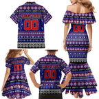 Personalized Knights Rugby Xmas Family Matching Mermaid Dress and Hawaiian Shirt Australia NRL Mascot