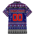 Personalized Knights Rugby Xmas Family Matching Off The Shoulder Long Sleeve Dress and Hawaiian Shirt Australia NRL Mascot