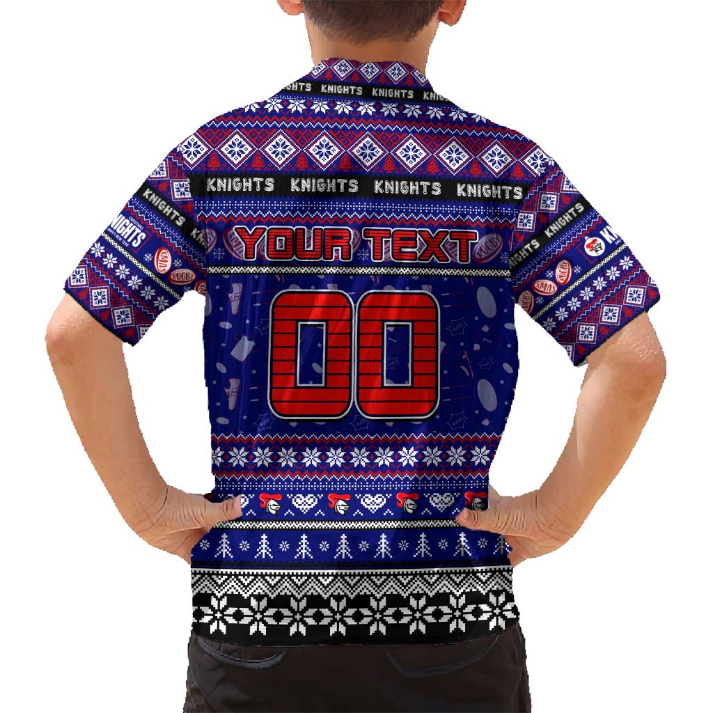 Personalized Knights Rugby Xmas Family Matching Summer Maxi Dress and Hawaiian Shirt Australia NRL Mascot