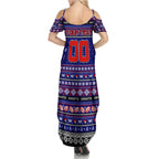 Personalized Knights Rugby Xmas Family Matching Summer Maxi Dress and Hawaiian Shirt Australia NRL Mascot