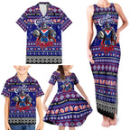 Personalized Knights Rugby Xmas Family Matching Tank Maxi Dress and Hawaiian Shirt Australia NRL Mascot