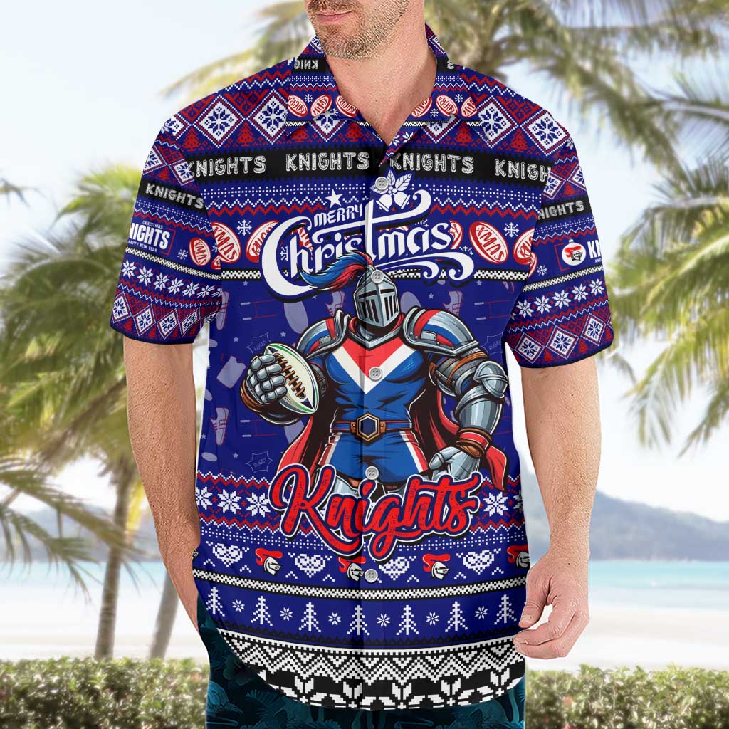 Personalized Knights Rugby Xmas Hawaiian Shirt Australia NRL Mascot