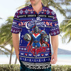 Personalized Knights Rugby Xmas Hawaiian Shirt Australia NRL Mascot
