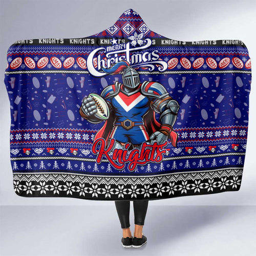 Knights Rugby Xmas Hooded Blanket Australia NRL Mascot