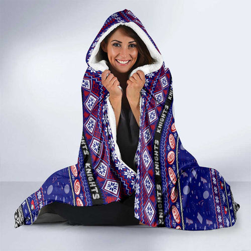 Knights Rugby Xmas Hooded Blanket Australia NRL Mascot