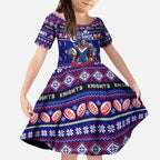 Personalized Knights Rugby Xmas Kid Short Sleeve Dress Australia NRL Mascot