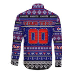 Personalized Knights Rugby Xmas Long Sleeve Button Shirt Australia NRL Mascot