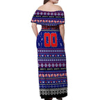 Personalized Knights Rugby Xmas Off Shoulder Maxi Dress Australia NRL Mascot