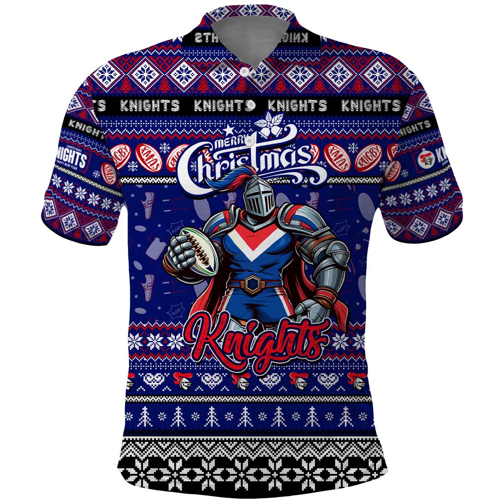 Personalized Knights Rugby Xmas Polo Shirt Australia NRL Mascot