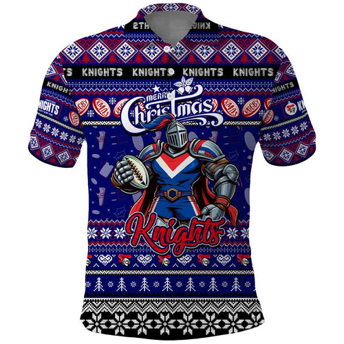 Personalized Knights Rugby Xmas Polo Shirt Australia NRL Mascot