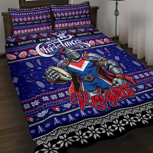 Knights Rugby Xmas Quilt Bed Set Australia NRL Mascot
