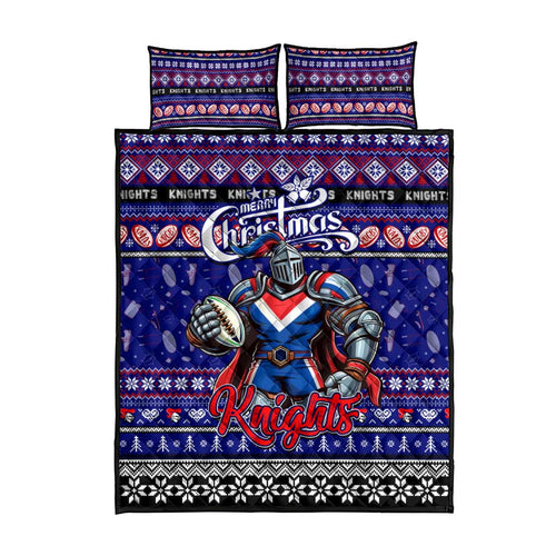 Knights Rugby Xmas Quilt Bed Set Australia NRL Mascot