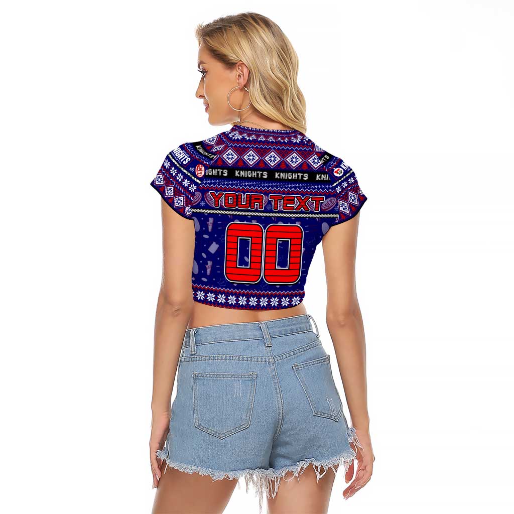 Personalized Knights Rugby Xmas Raglan Cropped T Shirt Australia NRL Mascot