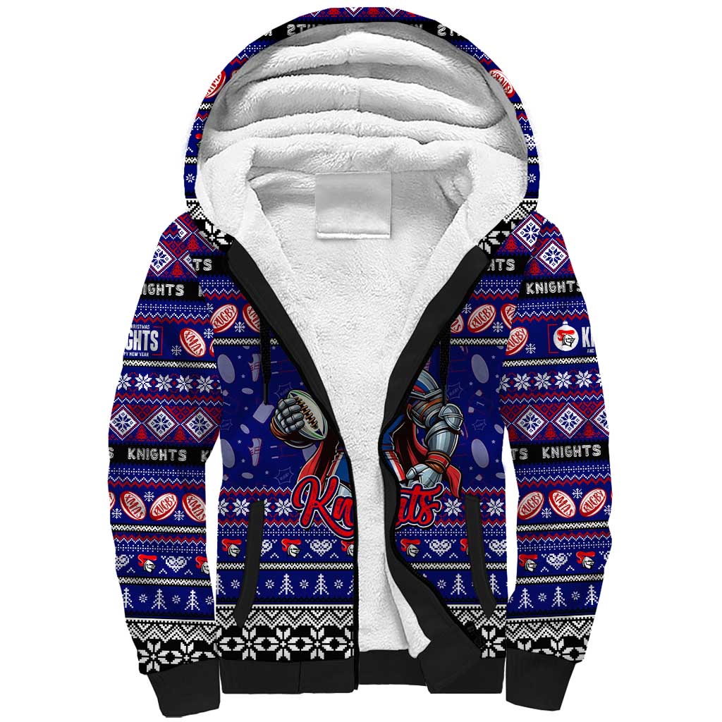 Personalized Knights Rugby Xmas Sherpa Hoodie Australia NRL Mascot