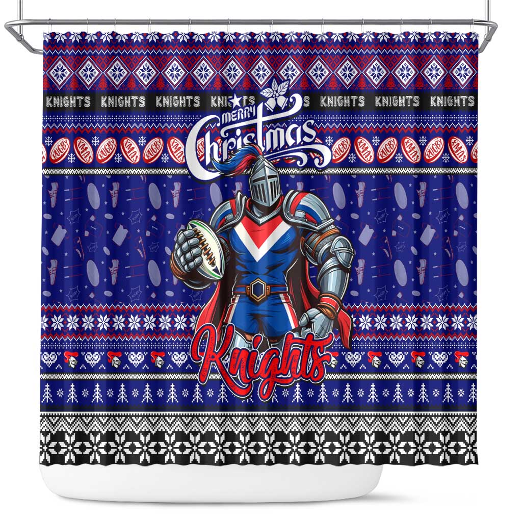 Knights Rugby Xmas Shower Curtain Australia NRL Mascot
