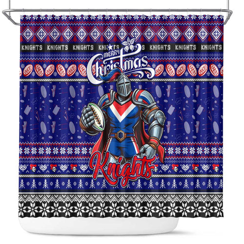 Knights Rugby Xmas Shower Curtain Australia NRL Mascot