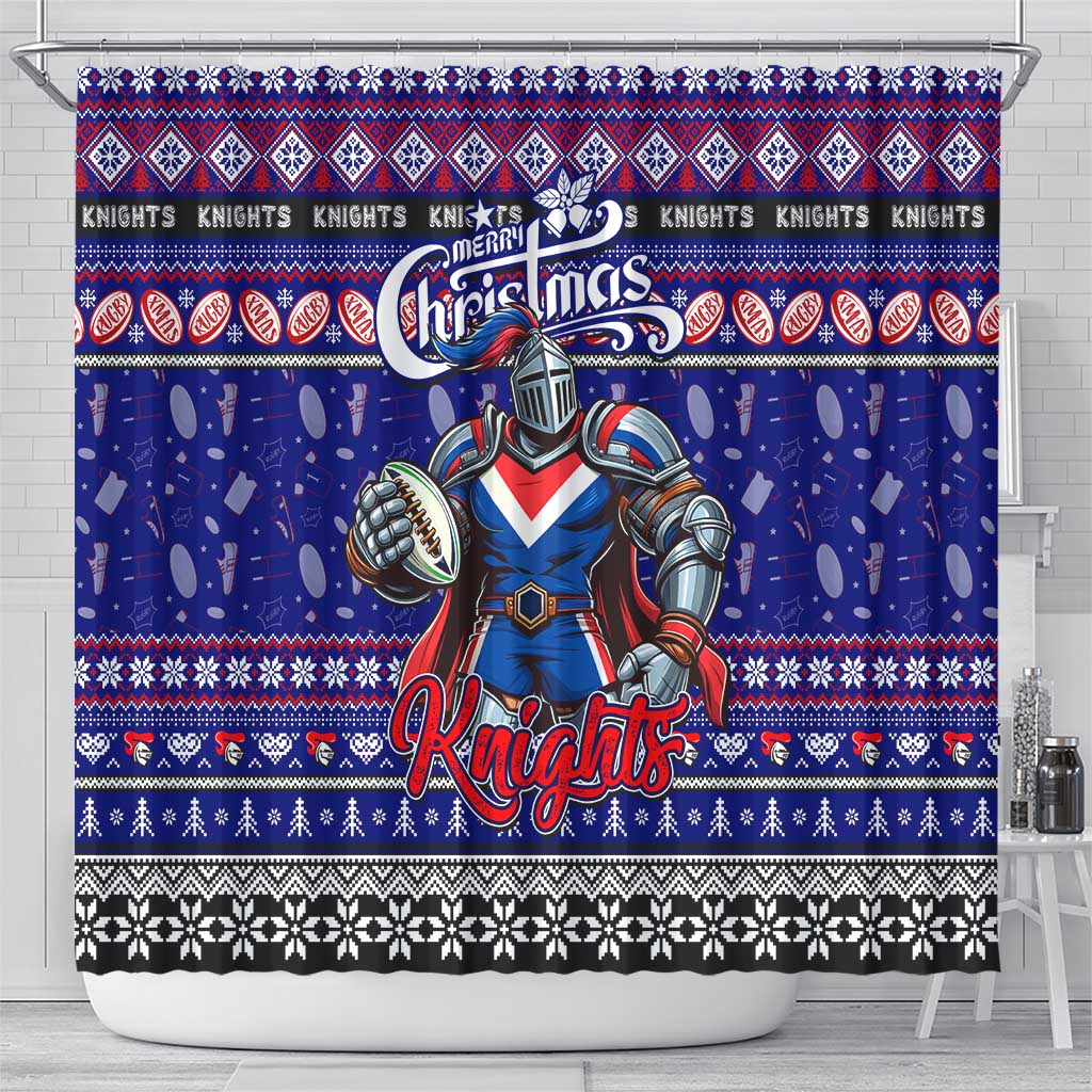 Knights Rugby Xmas Shower Curtain Australia NRL Mascot