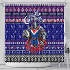 Knights Rugby Xmas Shower Curtain Australia NRL Mascot