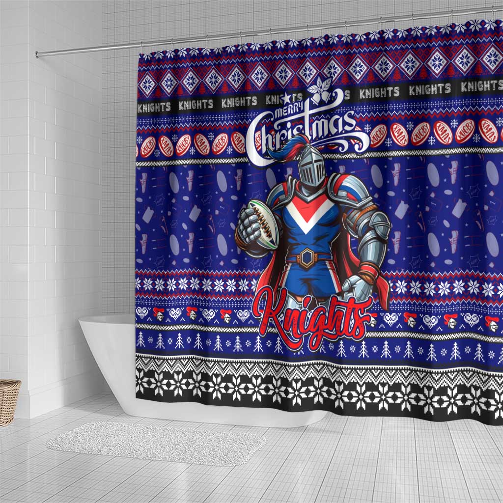 Knights Rugby Xmas Shower Curtain Australia NRL Mascot