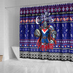 Knights Rugby Xmas Shower Curtain Australia NRL Mascot