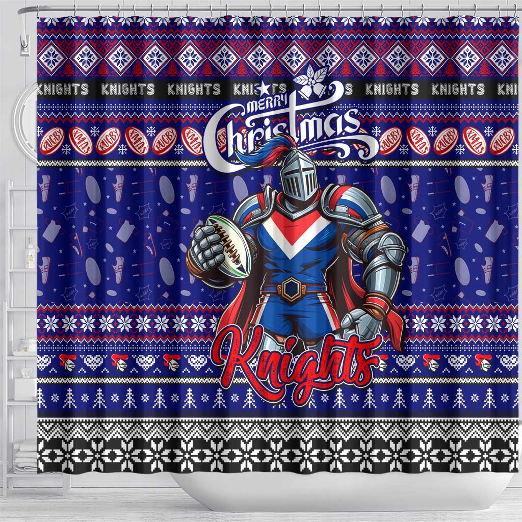 Knights Rugby Xmas Shower Curtain Australia NRL Mascot