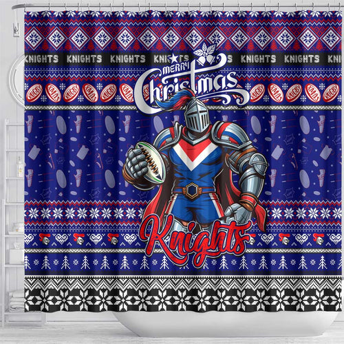 Knights Rugby Xmas Shower Curtain Australia NRL Mascot