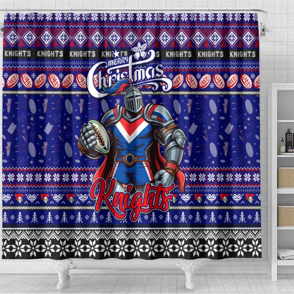 Knights Rugby Xmas Shower Curtain Australia NRL Mascot
