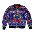 Personalized Knights Rugby Xmas Sleeve Zip Bomber Jacket Australia NRL Mascot