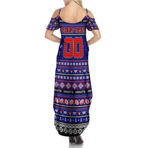 Personalized Knights Rugby Xmas Summer Maxi Dress Australia NRL Mascot