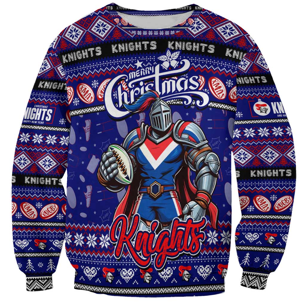 Personalized Knights Rugby Xmas Sweatshirt Australia NRL Mascot