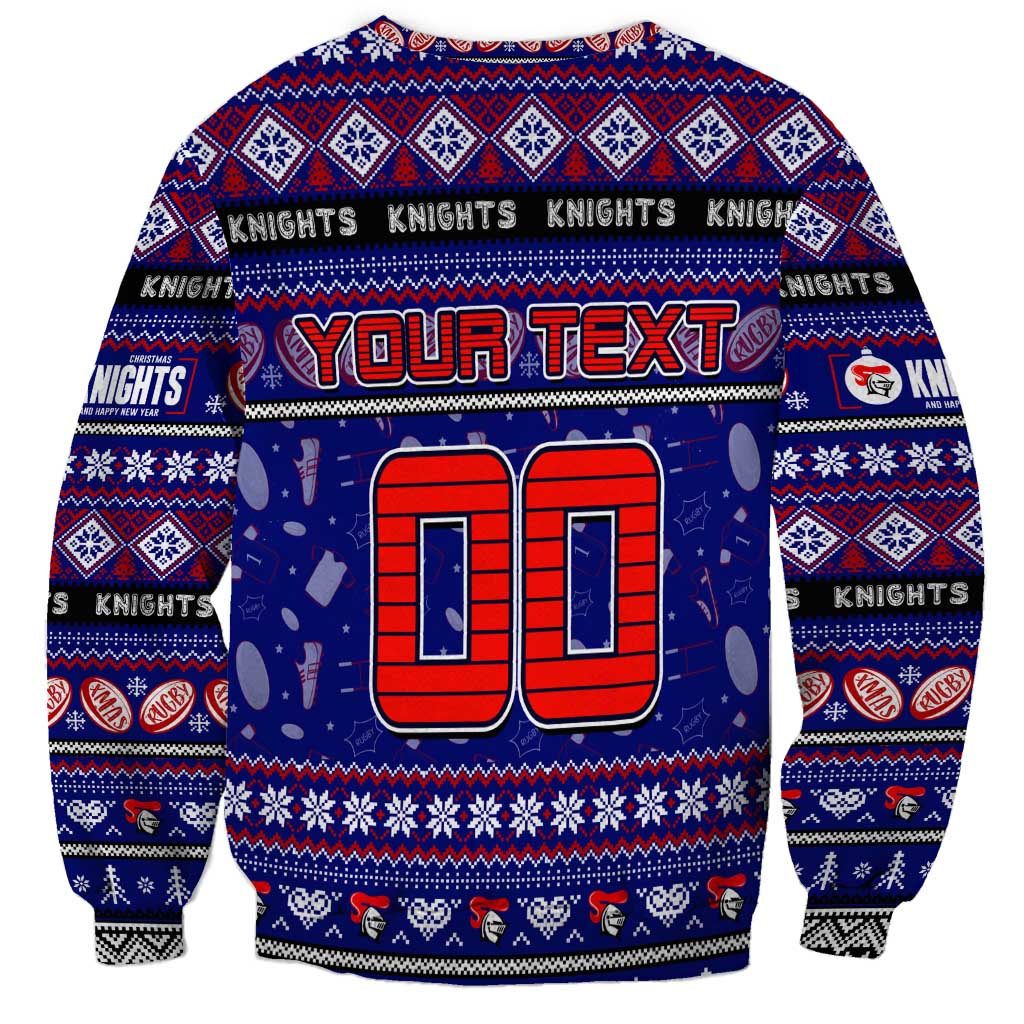Personalized Knights Rugby Xmas Sweatshirt Australia NRL Mascot