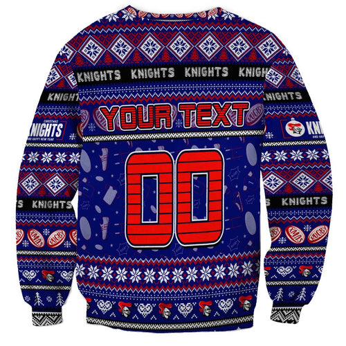 Personalized Knights Rugby Xmas Sweatshirt Australia NRL Mascot