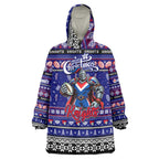 Personalized Knights Rugby Xmas Wearable Blanket Hoodie Australia NRL Mascot