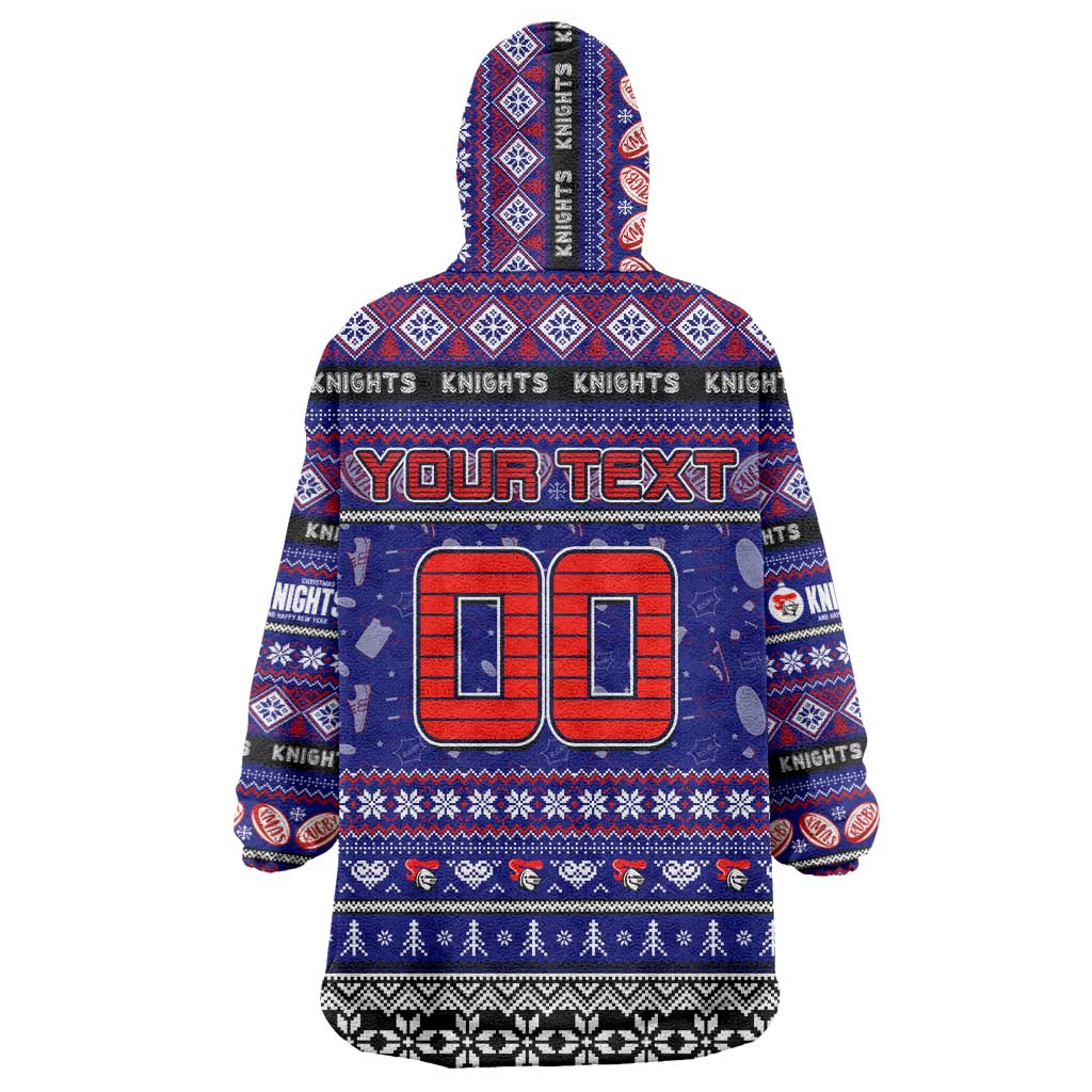Personalized Knights Rugby Xmas Wearable Blanket Hoodie Australia NRL Mascot