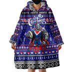 Personalized Knights Rugby Xmas Wearable Blanket Hoodie Australia NRL Mascot