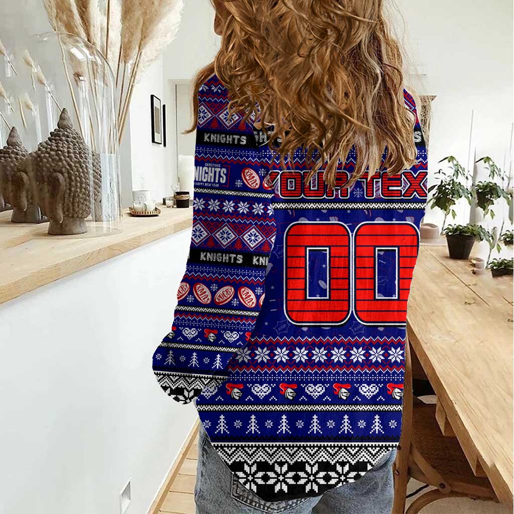 Personalized Knights Rugby Xmas Women Casual Shirt Australia NRL Mascot
