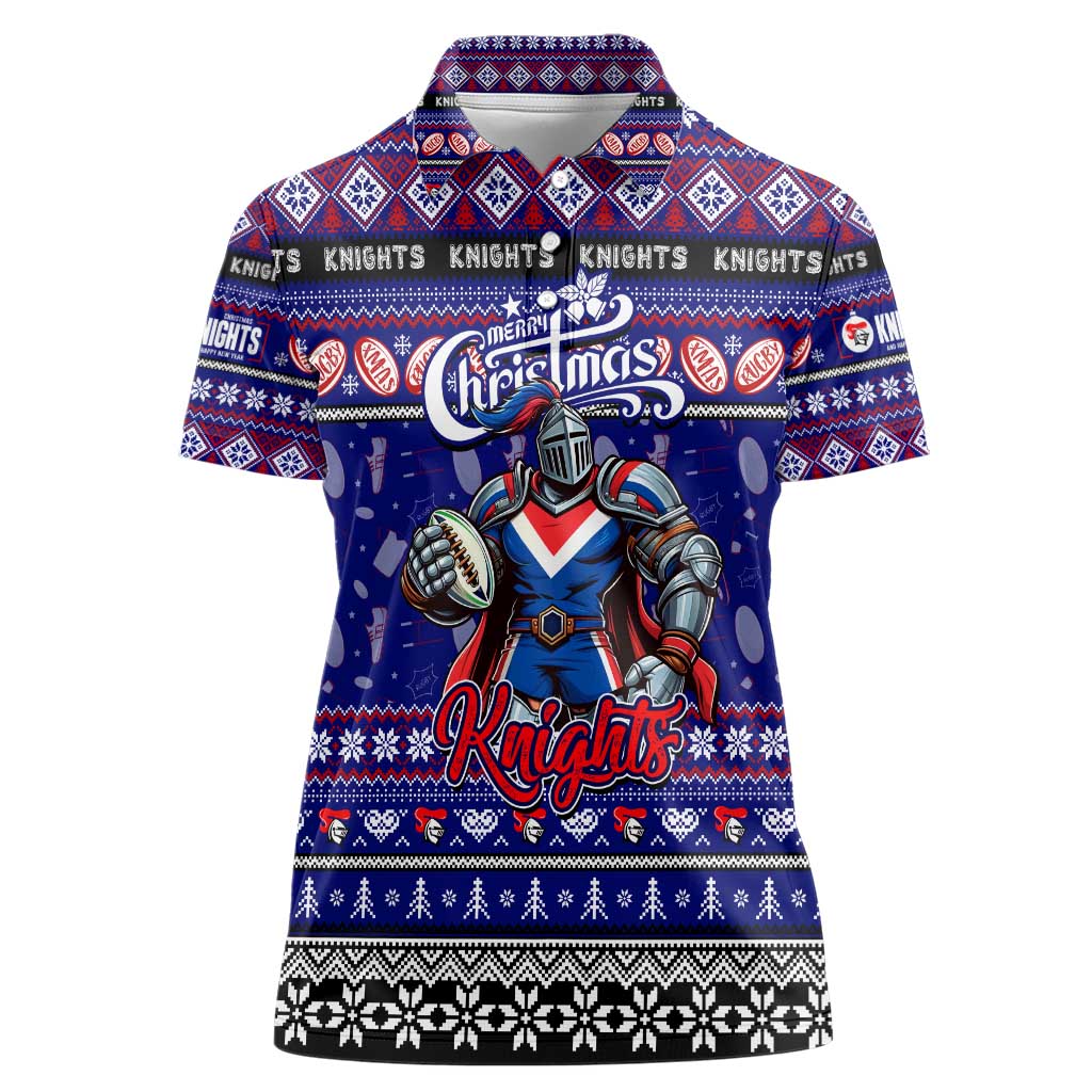 Personalized Knights Rugby Xmas Women Polo Shirt Australia NRL Mascot