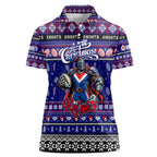 Personalized Knights Rugby Xmas Women Polo Shirt Australia NRL Mascot