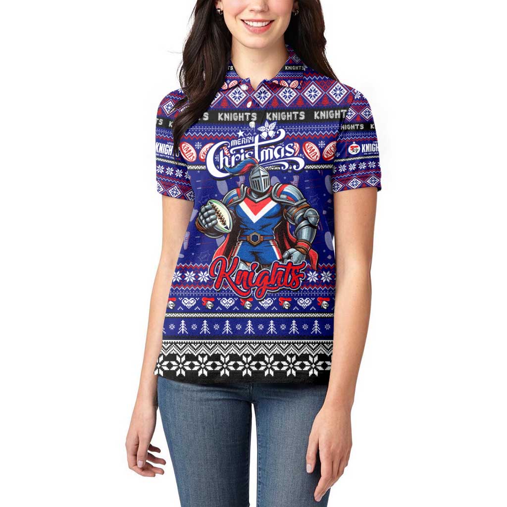 Personalized Knights Rugby Xmas Women Polo Shirt Australia NRL Mascot
