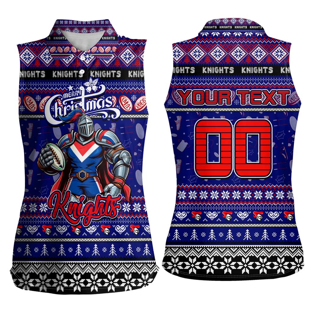 Personalized Knights Rugby Xmas Women Sleeveless Polo Shirt Australia NRL Mascot