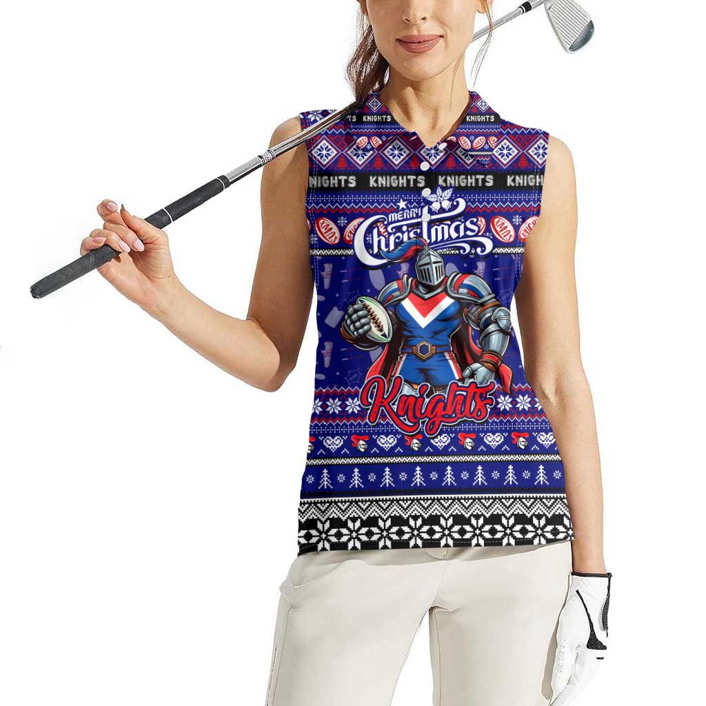Personalized Knights Rugby Xmas Women Sleeveless Polo Shirt Australia NRL Mascot
